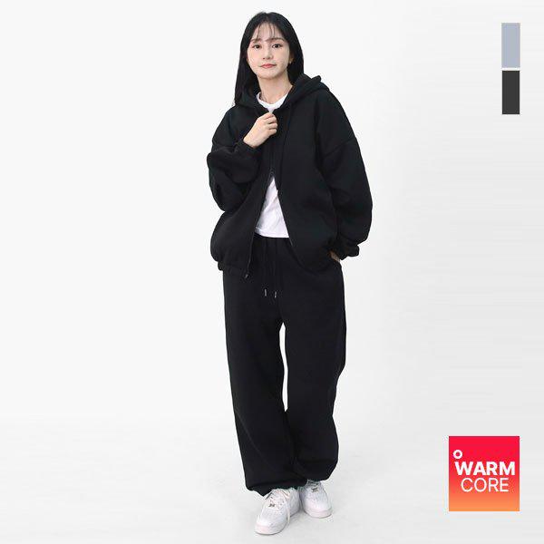 男女共用 無地 フード付きジップアップ デイリー 裏起毛 トレーニング セット SIRO002