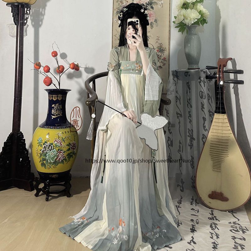 漢服女夏の薄い甘系少女超仙気中国風改良漢要素ワンピース古風スーツ5