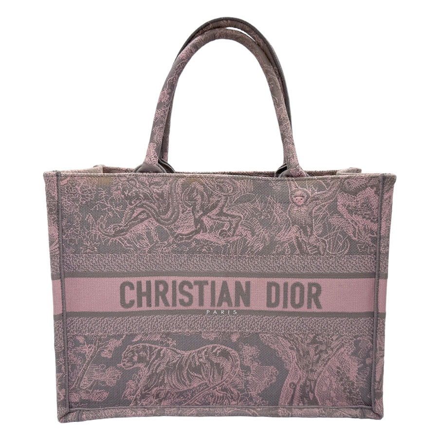 クリスチャンディオール Christian Dior ハンドバッグ トートバッグ ブックトート ミディアム キャンバス ピンク×グレー レディース z2185