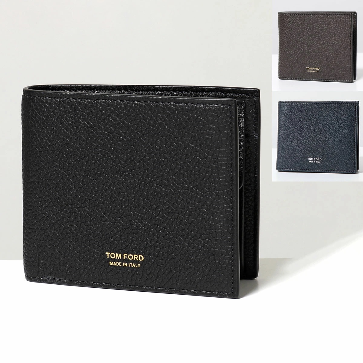 TOM FORD トムフォード 二つ折り財布 Y0278 LCL158 メンズ レザー スモール財布 ロゴ 小銭入れあり カラー3色