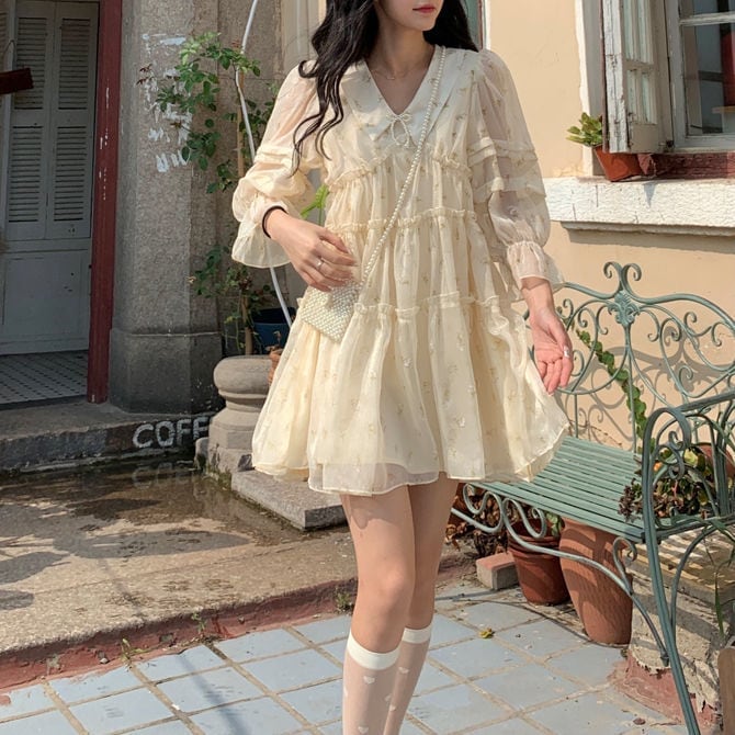 キャミ愛されドッキング花柄のスカート韓版パール蝶結び