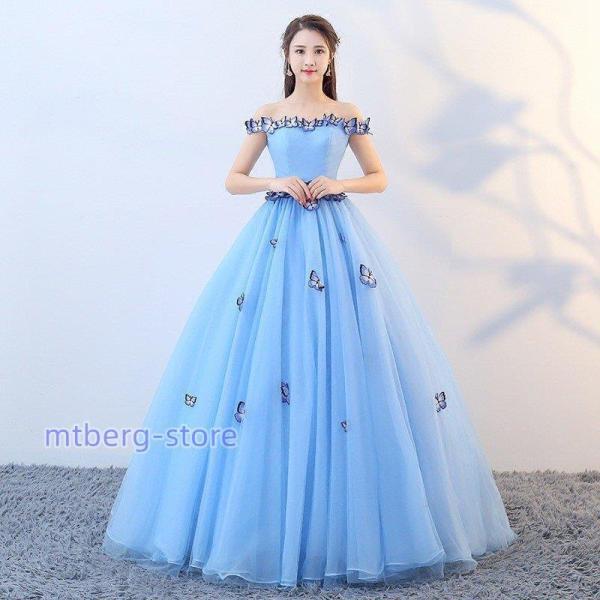 新作 ドレス ウェ ウエドレス 可愛い蝶々 ショル お呼ばれ 舞台衣装 撮影 エレ 演奏会 姫系h4972 6,943円