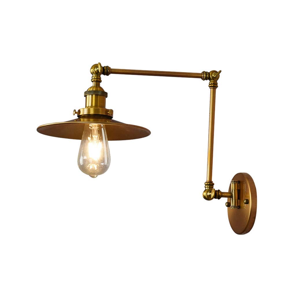 電源直結式 ブラケットライト 真鍮色メッキ 1灯 壁掛けライト 壁掛けランプ ウォールライト LED対応 E26口金 インテリア 室内照明 鉄製 モダン シンプル 飾り 北欧 おしゃれ