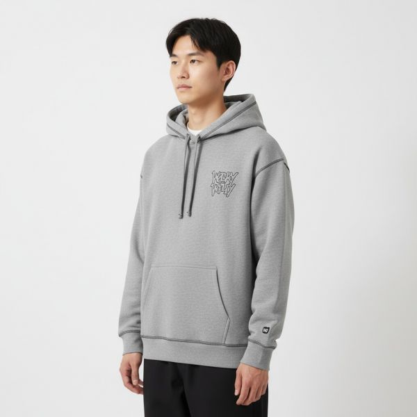ステッチレタリングフーディ グレー