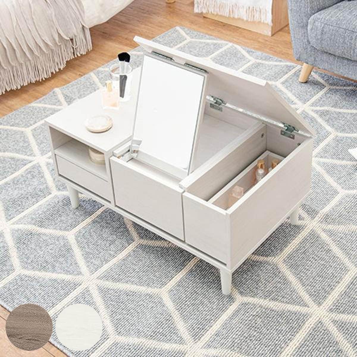 ドレッサー テーブル 幅75cm コスメテーブル センターテーブル ミラー メイク 収納 つくえ 鏡台 メイク台 化粧台 デスク 幅 約 70 80 ドレッサーデスク コスメ 引き出し 鏡付き