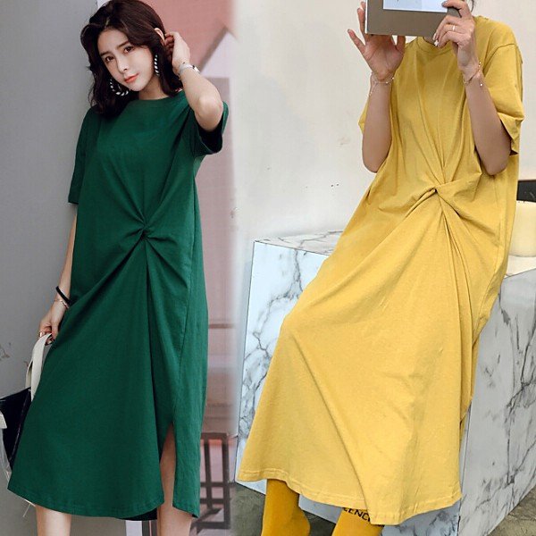 ワンピース レディース 40代 きれいめワンピース 夏 半袖ワンピース 韓国風 黒ワンピース ロング丈 ロング丈Ｔシャツ 不規則 カジュアル 着痩せ バレンタイン 2025 プレゼント