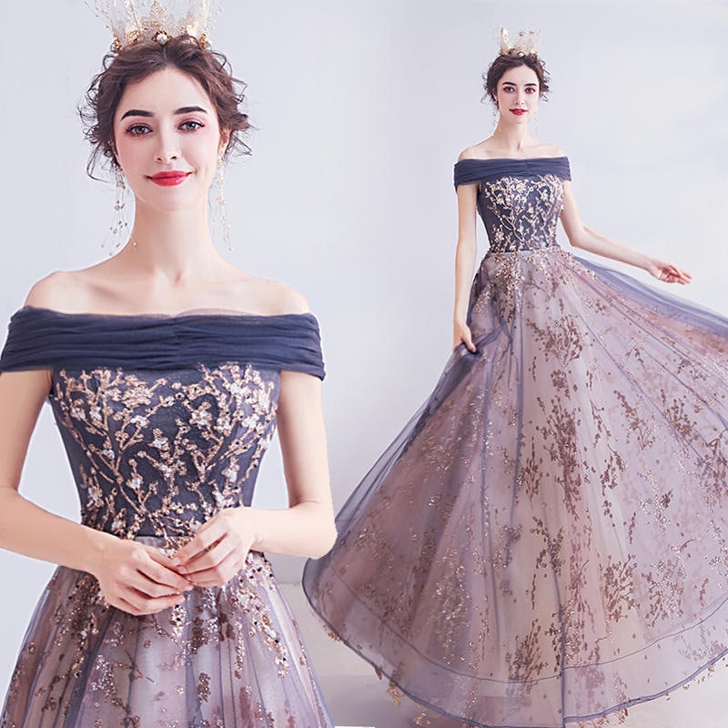 ウェディングドレス ウエディングドレス パーティードレス 結婚式 フォーマル 二次会ドレス 花嫁 発表会ドレス ロングドレス 演奏会 カラードレス パープル aラインドレス コンサート 大きいサイズ