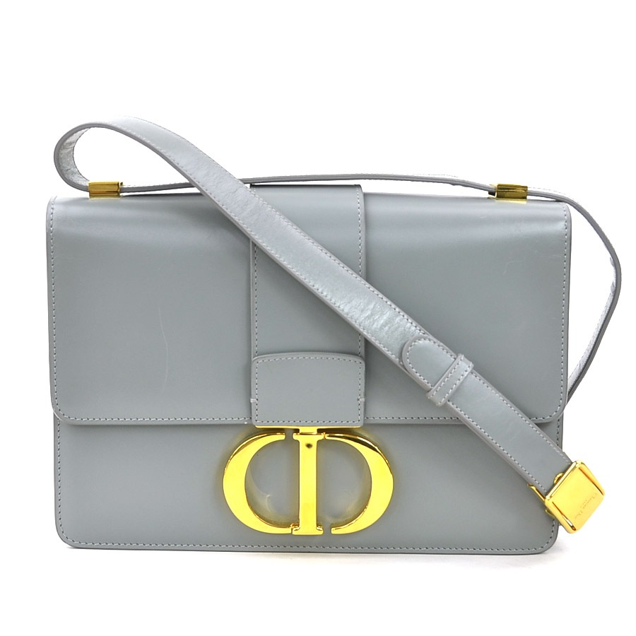 クリスチャンディオール Christian Dior ショルダーバッグ 30 Montaigne レザー グレー ゴールド レディース e60458g
