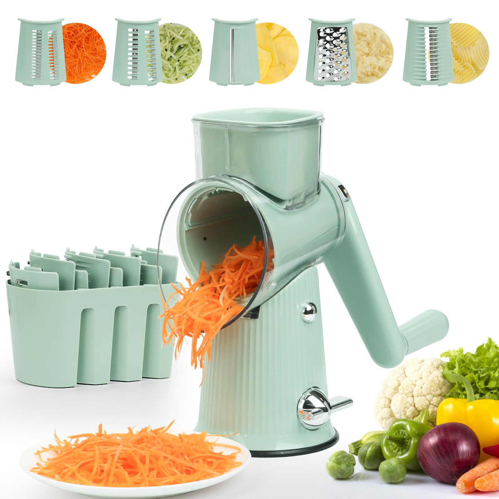 QuiExact スライサー 1台5役 みじん切り スライス 細千切り 波形スライス 多機能 取り外し可能 千切りスライサー 人参千切りスライサー 野菜カッター スライサー 千切り 調理器具 スライサ