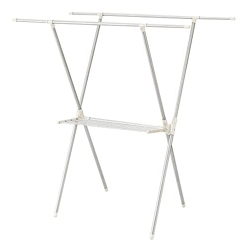 ベストコ ステンレス 物干し 洗濯干し X型 室内 伸縮式 幅97~145×奥行69×高さ85~154cm ライトグレー NY-275
