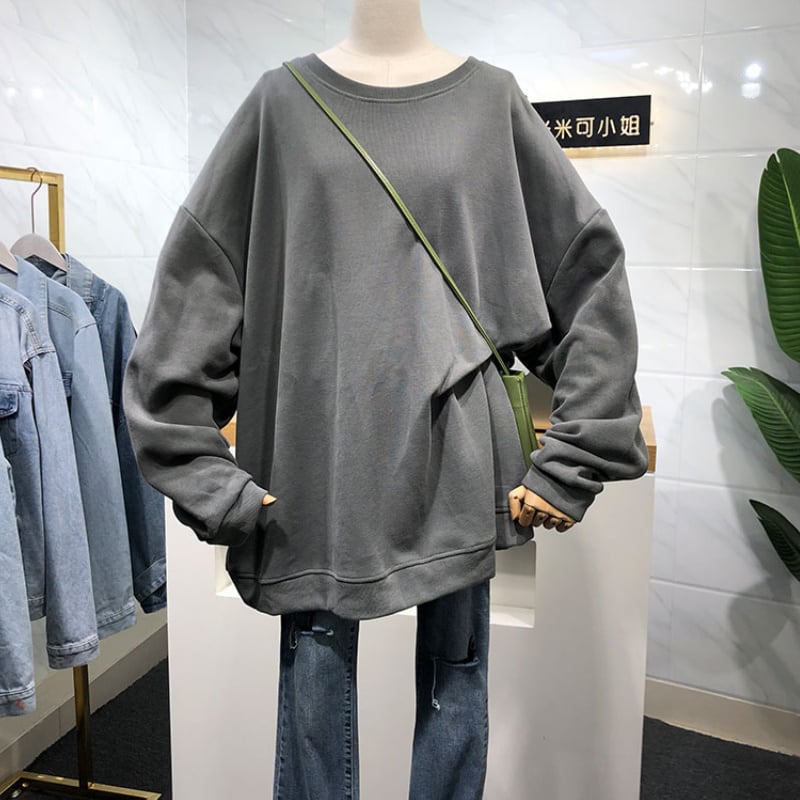 4color レディース トップス 長袖 スウェット トレーナー オーバーサイズ イエロー グレー