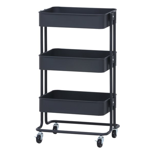 キッチンワゴン バスケット３段 ブラック LX-0306-3 4,894円
