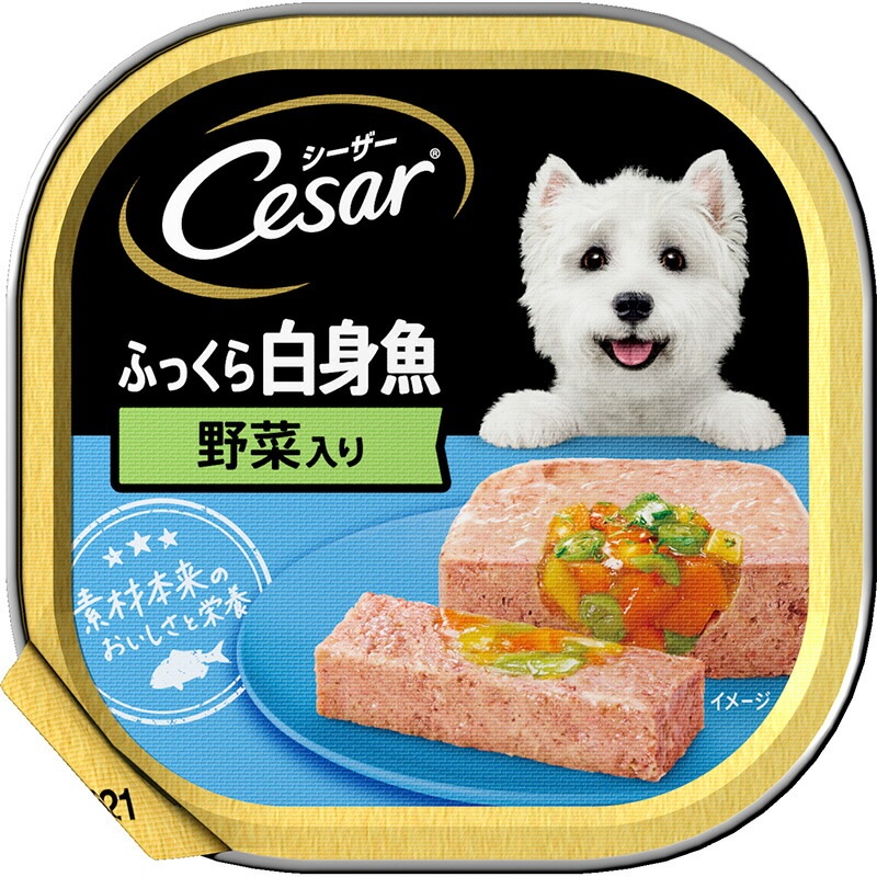 （まとめ買い）マース シーザー ふっくら白身魚 野菜入り 100g 犬用フード [x24]