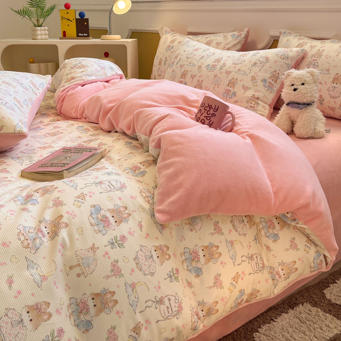 ママ＆ベビーグレードのミルクベルベット4点セット厚手あったかコーデュロイベッドシーツ掛け布団カバー3点セット4点セット