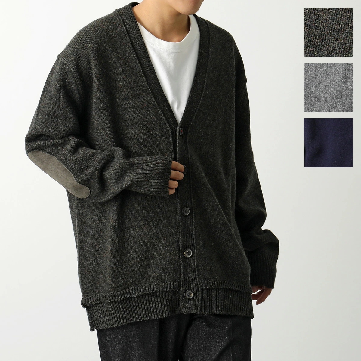 MAISON MARGIELA メゾンマルジェラ 4 14 カーディガン SI1GP0003 S18064 メンズ エルボーパッチ 長袖 Vネック ニット M刺繍 4ステッチ カラー3色