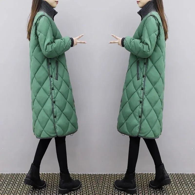 キルティングコート ニット ドッキング スタンドカラー レディース 中綿コート ロング リブニット 切り替え ック キルティング キルトEC2179