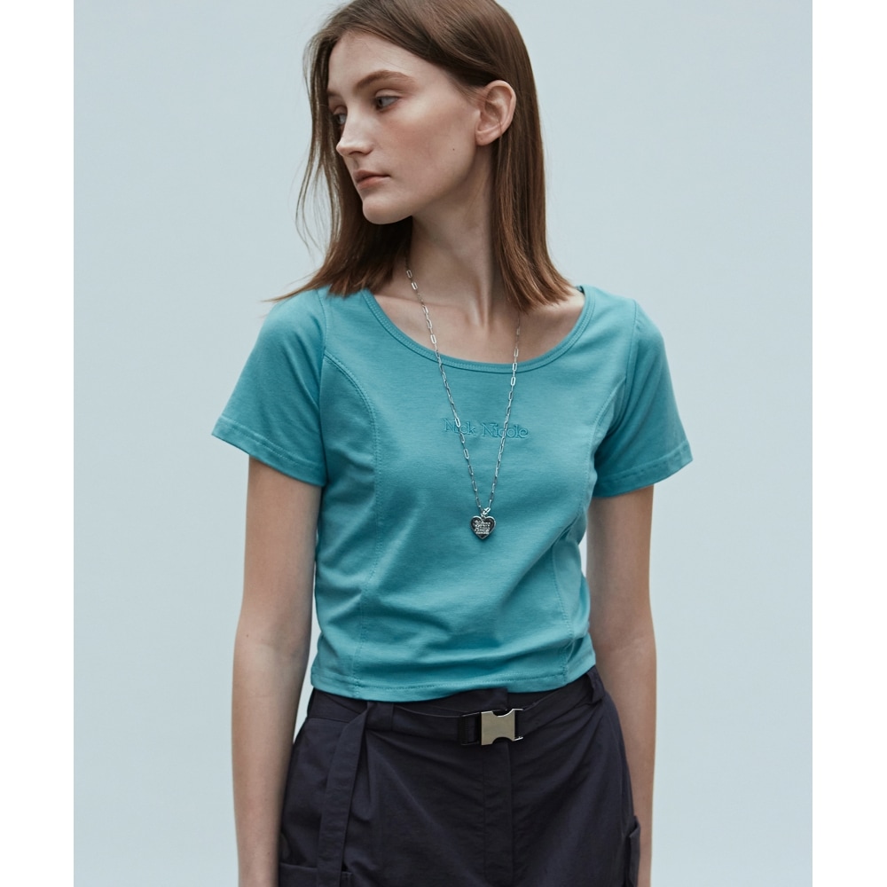 ニック&ニコールニコールスリムラインクロップTシャツ_コバルトブルー