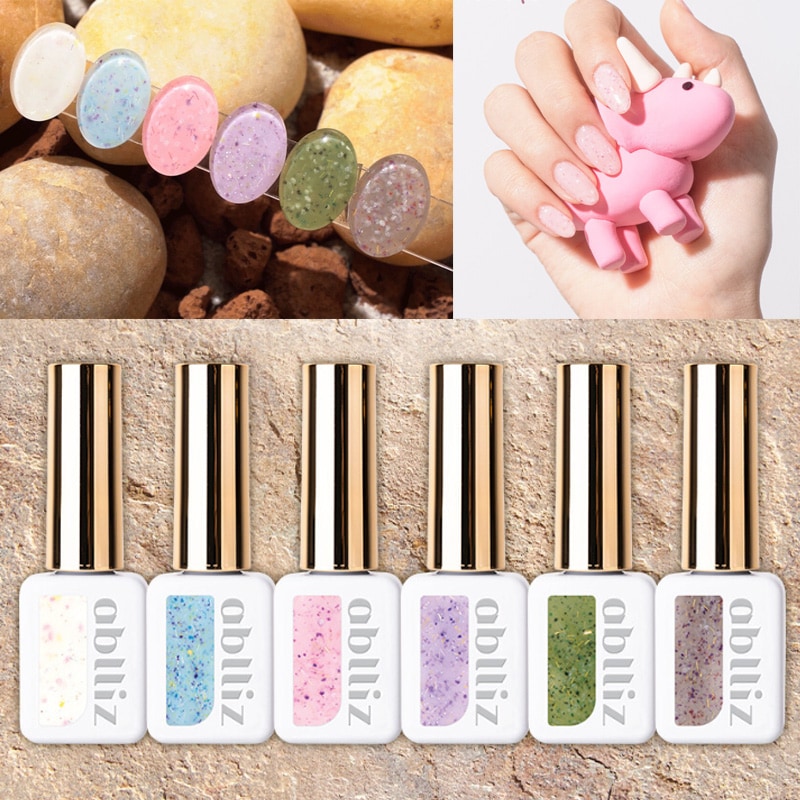 【ablliz】 【DINO GEL 8g】 [ 6色 セット] 不規則なフレークグリッターポイントネイル