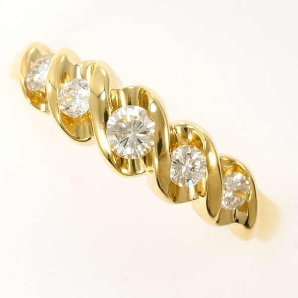 K18 18金 YG イエローゴールド リング 指輪 12号 ダイヤ 0.32 ジュエリー 中古