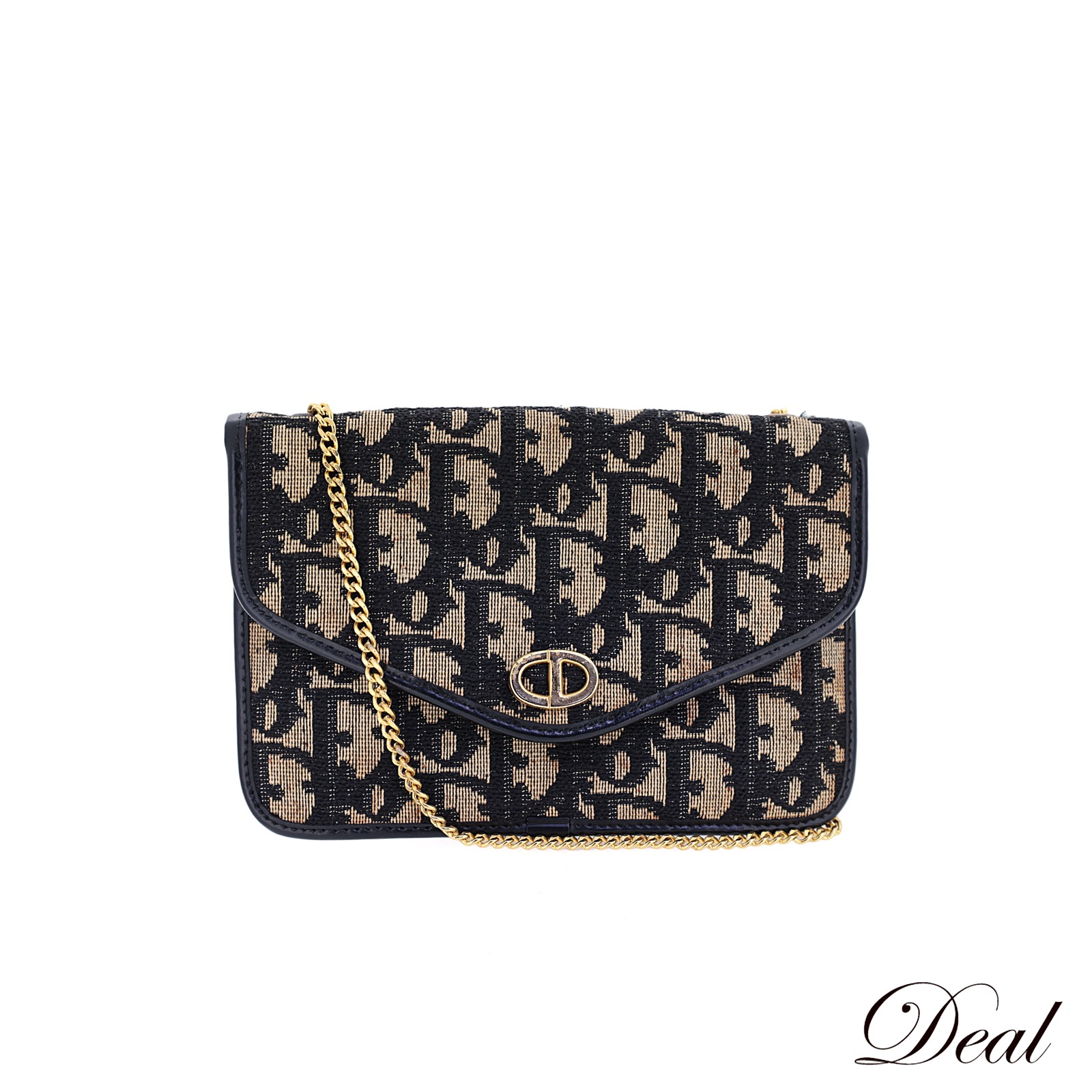 ヴィンテージ ディオール トロッター チェーン ネイビー レディース ポーチ