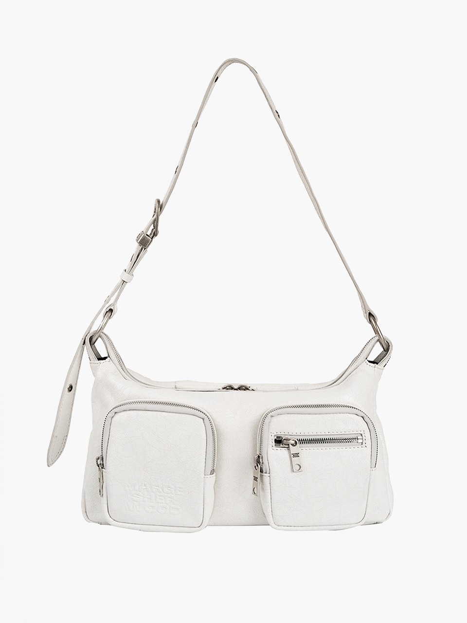 【MARGESHERWOOD】 OUTPOCKET HOBO : OFF WHITE CRACKED