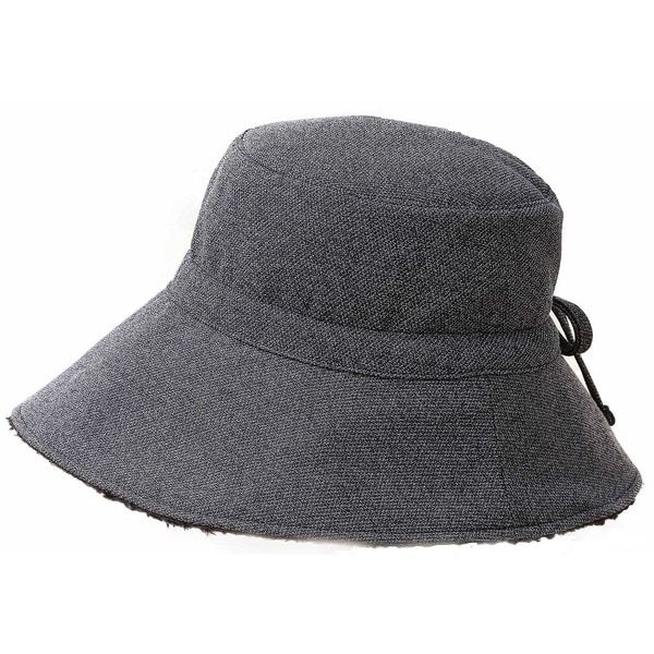 [帝人/エアロカプセル（R）使用]首筋まであったかリバーシブルおしゃれハット グレー/ブラック