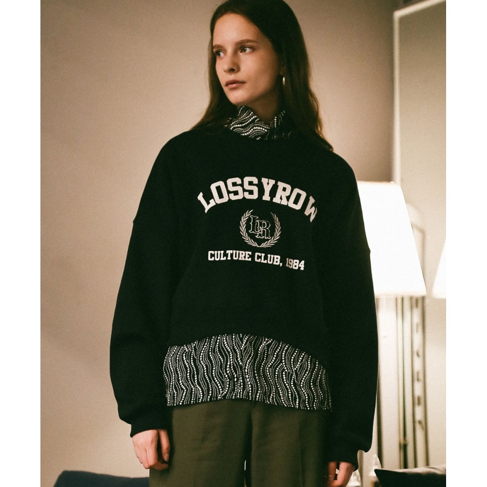 LOSSYROW ロッシーアーチクロップスウェットシャツネイビー