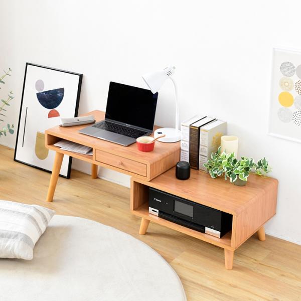 デスク 机 ラック 伸縮式 収納棚 コンパクト 省スペース 小さい ミニ 小型 引き出し 引出し 収納 棚 木目 北欧 ナチュラル カントリー ひとり暮らし 1人暮らし