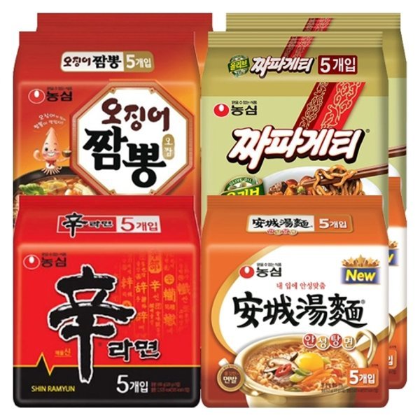 辛ラーメン10袋+安城湯麺10袋+イカチャンポン10袋+チャパゲティ10袋