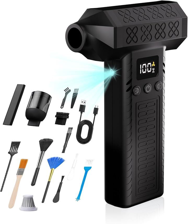 1台2役130000rpm電動エアダスター・7000paミニ掃除機・3段風量調整・世界トップレベル超強力 最大風速74m/s 小型 洗車ブロワー ハンディ掃除機 急速充電式(ブラック) 5,438円