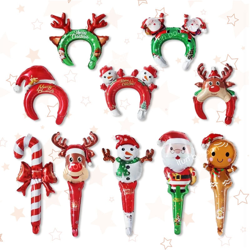 カチューシャバルーン＆ステッキバルーン10種50セット　500個入り　まとめ買いがお得！　クリスマス　イルミネーション　イベント　配布　キッズ　プレゼント　クリスマス会　子ども会　保育園　幼稚園