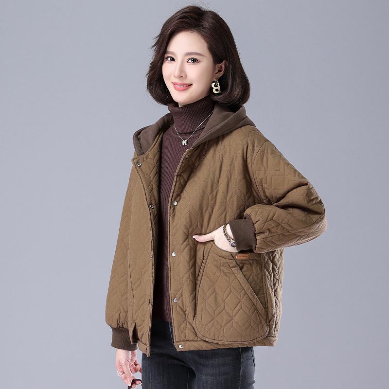秋服 レディース ファッション オシャレ カワイイ シンプル 大人カワイイ 大きいサイズ 秋冬 フード付き コットンコート キルティング ジャケット カジュアル 薄手