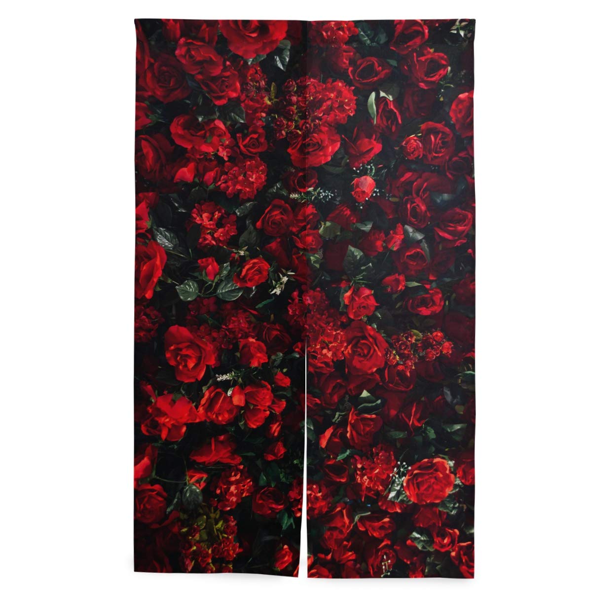 赤 バラ 薔薇 暖簾 ノレン カーテン おしゃれ 間仕切り 遮光 目隠し ロング 断熱 つっぱり棒 母の日-0009440