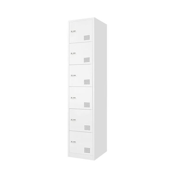 法人限定 Netforce FAD-S6-W-WH ホワイト 6人用スリムロッカー ダイヤル錠 メーカー直送