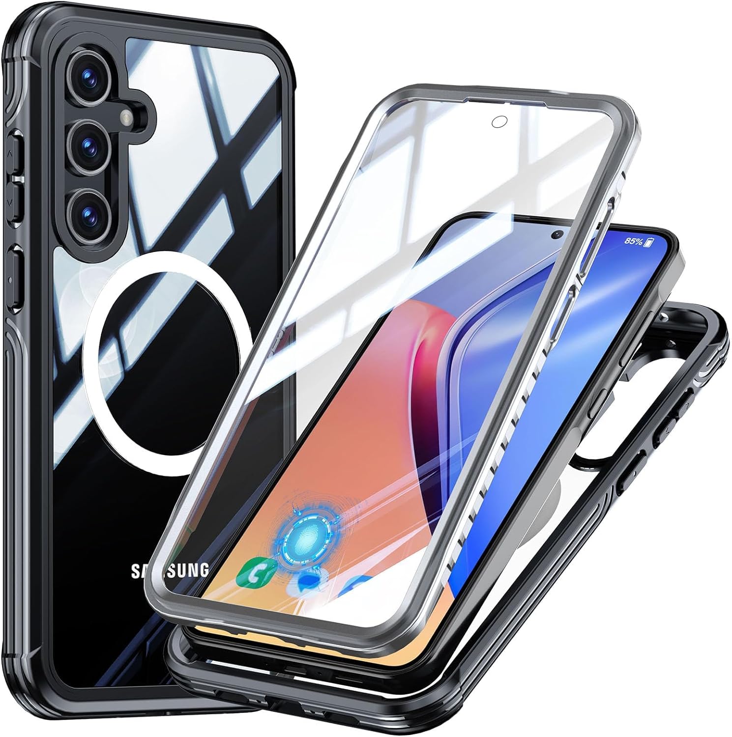 即納 Galaxy A55 全面保護 フルカバー 頑丈 ケース ブラック ギャラクシー スマホケース 耐衝撃 軽量 カバー 送料無料 4,858円