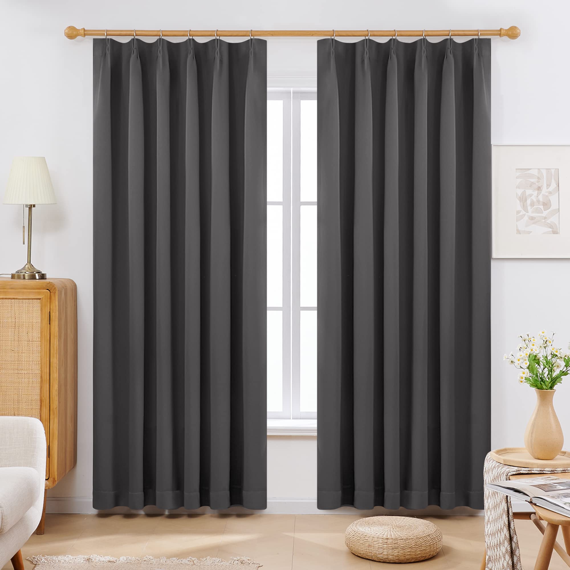 Deconovo 1級遮光 カーテン 幅100cm丈230cm グレー 2枚セット 北欧 冷気遮断 形態記憶加工済み 防寒 保温 UVカット おしゃれ 断熱 昼夜目隠し