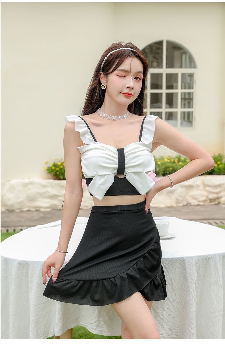 水着 ワンピース水着 ワンピース リボン フリル かわいい 大人可愛い おしゃれ 女っぽ ラブリー キュート ガーリー チェック柄 格子柄 千鳥格子 グレンチェック 10代 20代 海 ビーチ プール