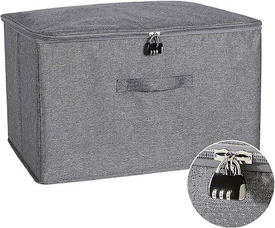 他サイト： 収納ボックス 鍵付き ダイヤル錠 収納ケース 大容量 折りたたみ 取っ手付き 衣類 ふた付き おしゃれ 布製 ファスナー(グレー, 3L)の商品画像