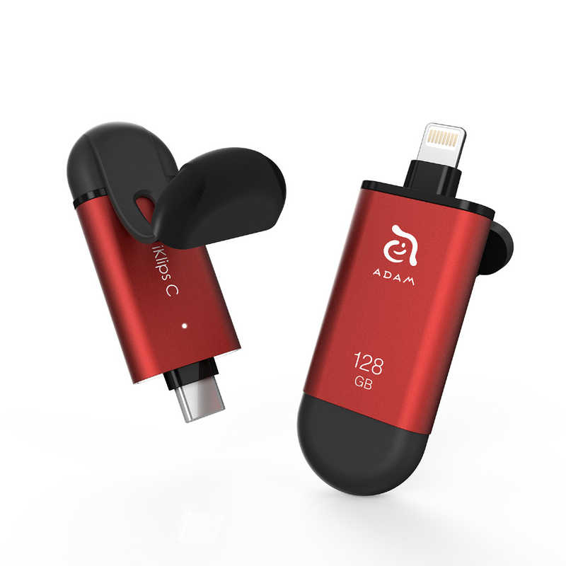 ADAMELEMENTS　USBメモリ iKlips C レッド [128GB/USB3.1/USB TypeC+Lightning/キャップ式]　ADRAD128GKLCRDJ