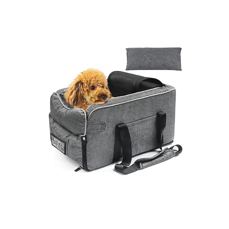 HOMOO ドライブボックス ドライブベッド 犬 ペットキャリーバッグ ペット ドライブ 小型犬猫に対応 ドライブキャリー クッションあり ドライブシート 飛び出し防止リード付き 洗濯可 助手席 通