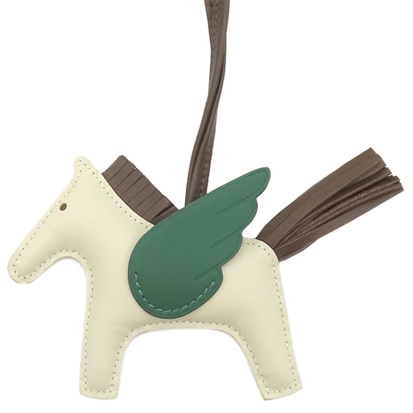 エルメス HERMES バッグチャーム ロデオPM ペガサス アニューミロ クレ×ショコラ×ヴェールモワイヤン オフホワイト こげ茶 緑 W刻印（2024年製） 【箱】【中古】