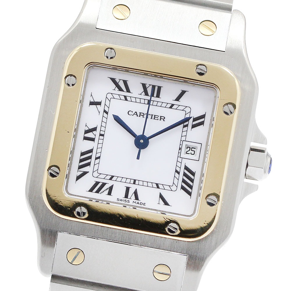 カルティエ CARTIER 81036288 サントスガルベLM デイト YGベゼル 自動巻き メンズ 内箱付き OH済み_957476【中古】