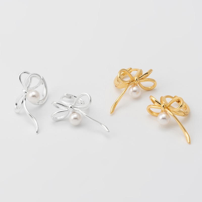 (シルバー925) フライ リボン パール フープ イヤリング／ピアス／Fly 5,900円