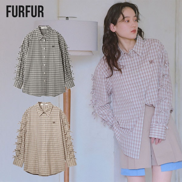【即納】 ファーファー FURFUR トップス 25春夏 リボンスリーブオーバーシャツ ミドル丈 長袖 rwft251065
