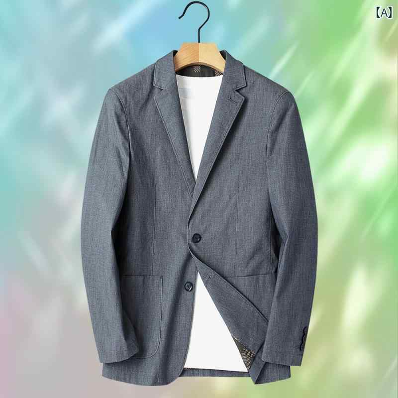 スーツ　ジャケット　カジュアル 2025 春 カジュアル スーツ メンズ 薄手 スリム グレー 通気性 コットン ジャケット 通勤 ソフト シングル ウエスタン トップ 8,362円