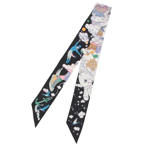 スカーフ バンダナ ツイリー マルチカラー ブラック レディース H063900 S 14