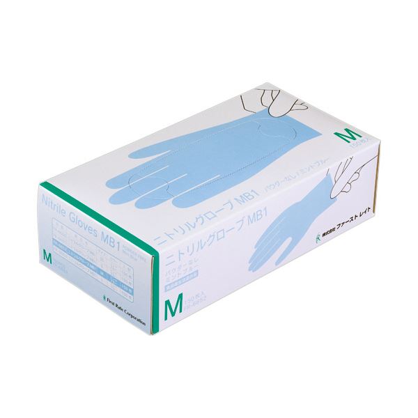 （まとめ）ファーストレイト ニトリルグローブMB1パウダーフリー M ミントブルー FR-6652 1箱（150枚）[x10セット]