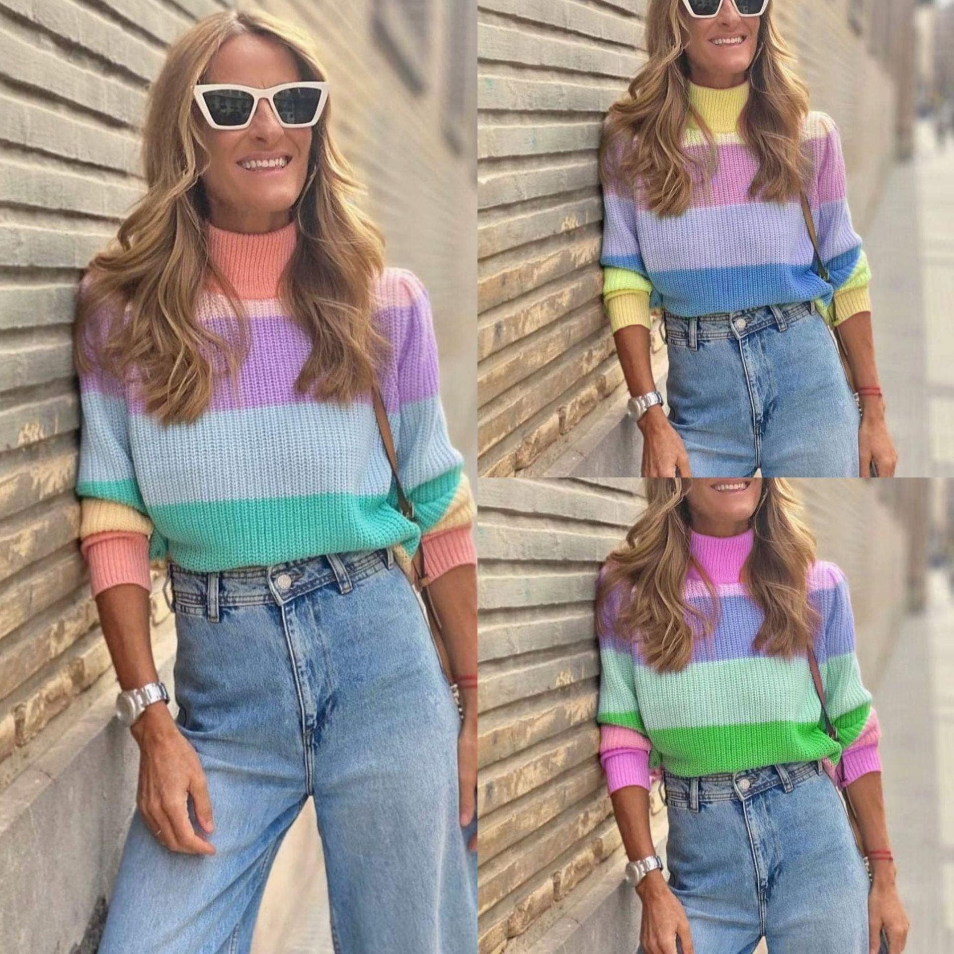 ーター タートルネック プルオーバー コントラストカラー 長袖 セーター トップス ヨーロピアン キレイめ 婦人服 6,140円