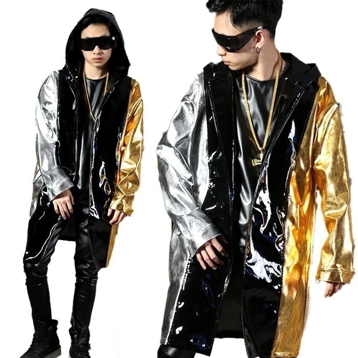 メンズ ダンスウェア ファッション ダンス衣装 ヒップホップ メンズコート マント 帽子付け ジャズダンス MENS JAZZ DS ストリート系 B系 ステージ衣装 男性用 演出服 スリム ト