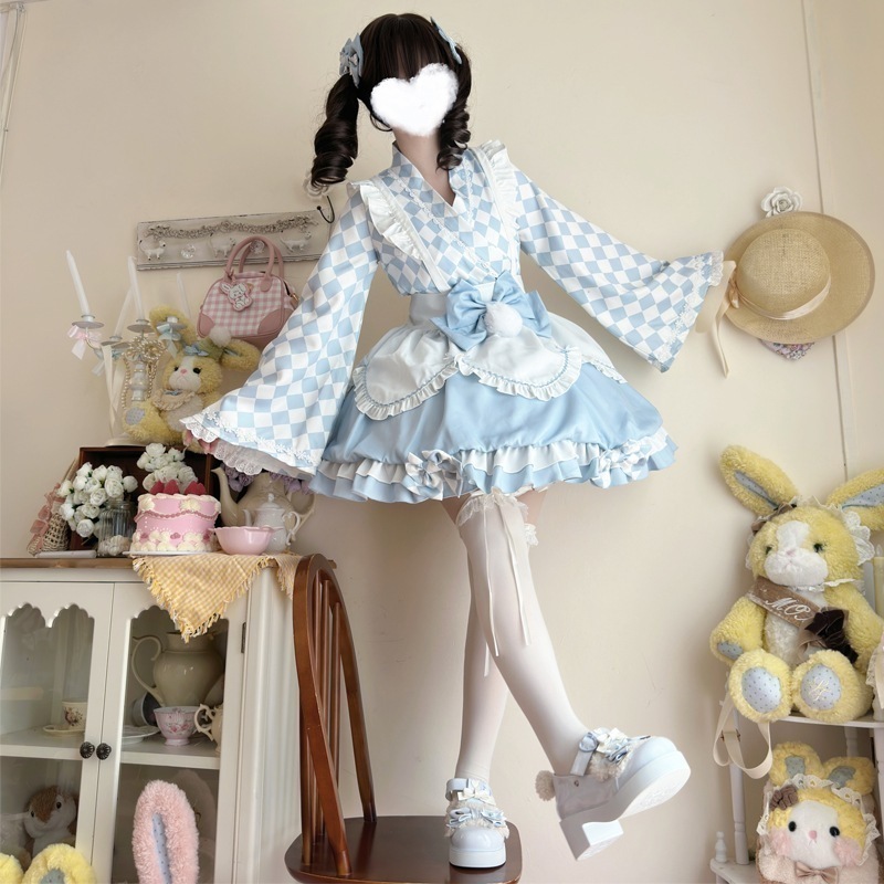 【2025新作】[急速出荷] 超人気 かわいい ロリ-タ洋服和風メイドワンピースチェック柄とフリルが相まって可愛さ全開で人気沸騰中